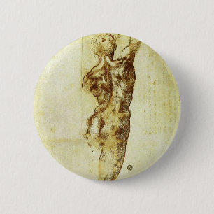 Michelangelo's Study for the Battle of Cascina 6 Cm Round Badge