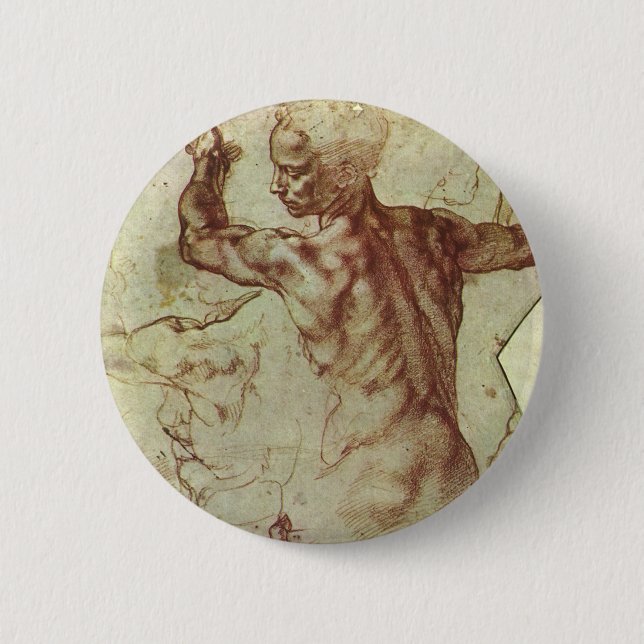 Michelangelo's Study of a Libyan Sibyl 6 Cm Round Badge (Front)