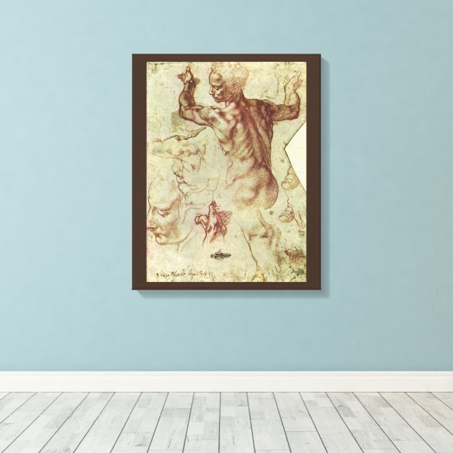 Michelangelo's Study of a Libyan Sibyl Canvas Print (Insitu(Wood Floor))