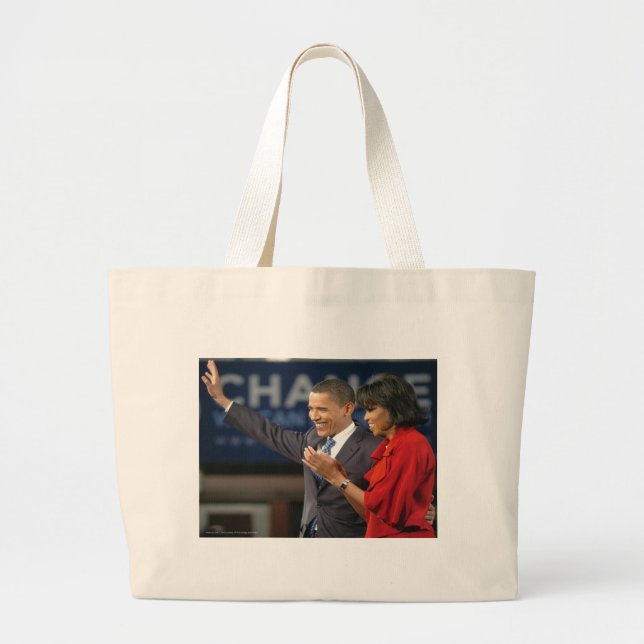 Michelle & Barack Obama Large Tote Bag (Front)