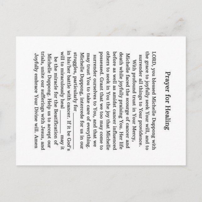 Michelle Duppong  Announcement Postcard (Back)