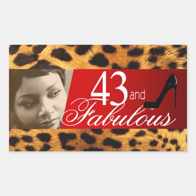 Michelle Leopard Photo Party Wine Rectangle Rectangular Sticker (Front)
