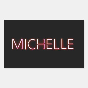 Michelle name in glowing neon lights novelty rectangular sticker