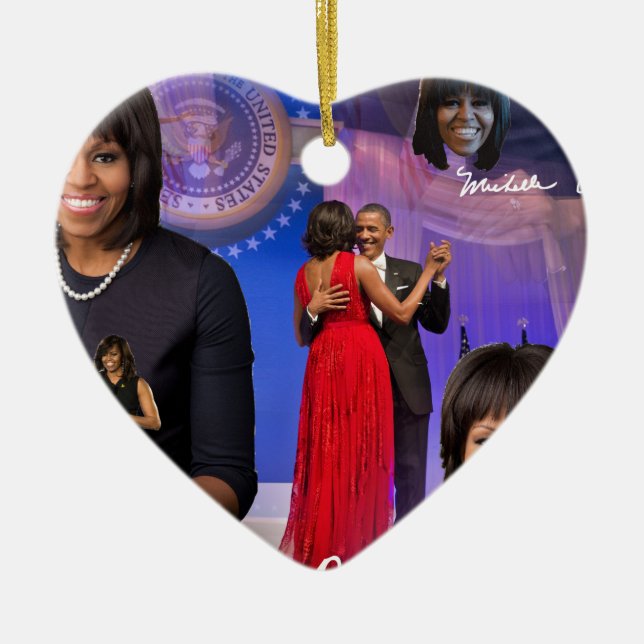 Michelle Obama Ceramic Tree Decoration (Front)