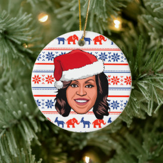 MICHELLE OBAMA Christmas Ceramic Tree Decoration