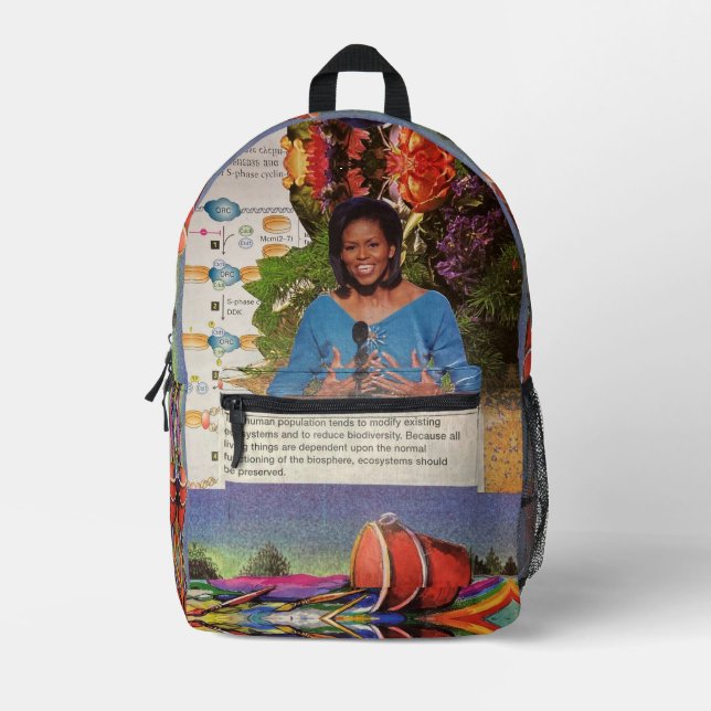 Michelle Obama Climate Change Biodiversity Quote Printed Backpack (Front)