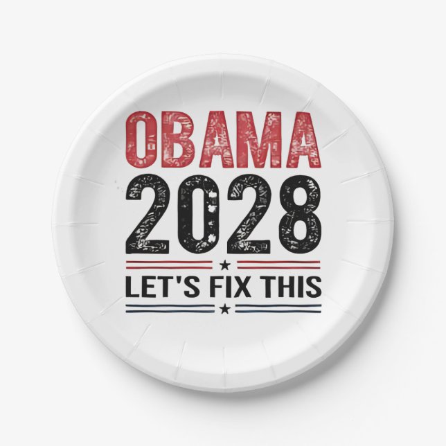 Michelle Obama for President Obama 2028   Paper Plate (Front)