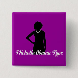 Michelle Obama Type button, Amethyst Purple 15 Cm Square Badge