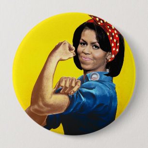 MICHELLE THE RIVETER 10 CM ROUND BADGE