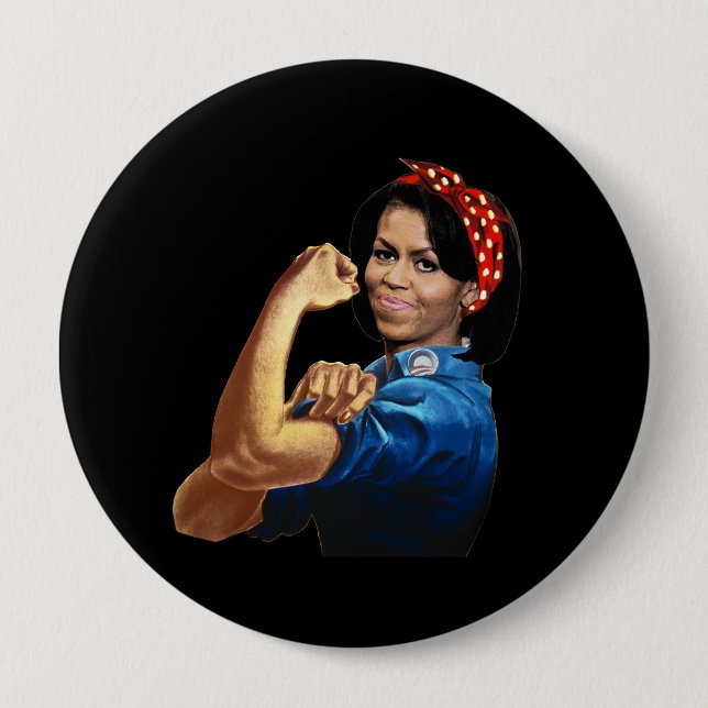 MICHELLE THE RIVETER 10 CM ROUND BADGE (Front)