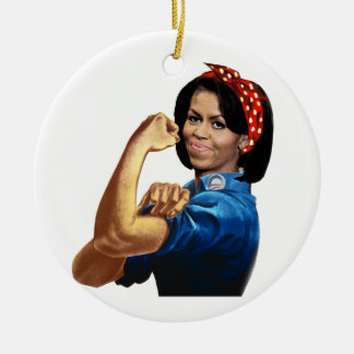 MICHELLE THE RIVETER CERAMIC TREE DECORATION