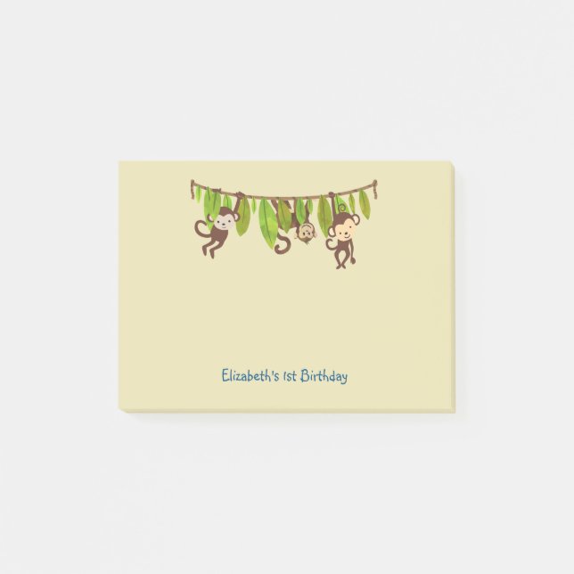 Michievous Monkeys Hanging from a Jungle Vine Post-it Notes (Front)
