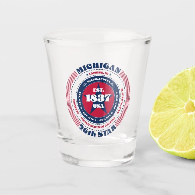 Michigan 26th Star Patriotic Shot glass (Front)