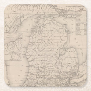 Michigan 9 square paper coaster