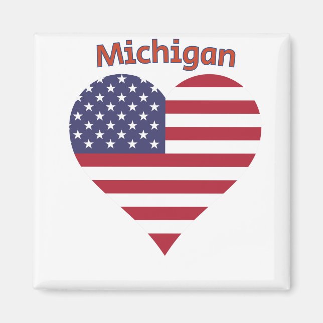 Michigan American Flag Heart Magnet (Front)