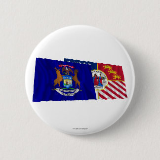 Michigan and Detroit Flags 6 Cm Round Badge