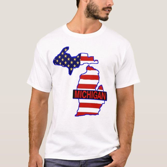 michigan and  flag T-Shirt (Front)