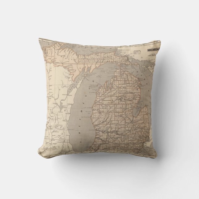 Michigan Atlas Map Cushion (Front)