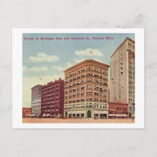 Michigan Ave. & Griswold St., Detroit Vintage Postcard