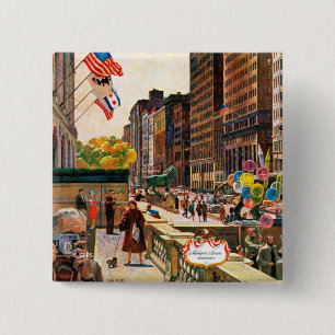 Michigan Avenue, Chicago by John Falter 15 Cm Square Badge