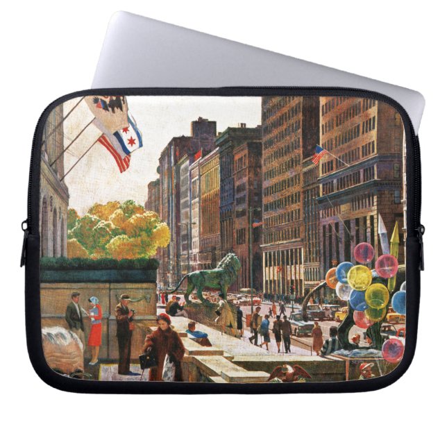 Michigan Avenue, Chicago by John Falter Laptop Sleeve (Front)