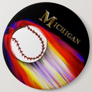 MICHIGAN BASEBALL 6 CM ROUND BADGE