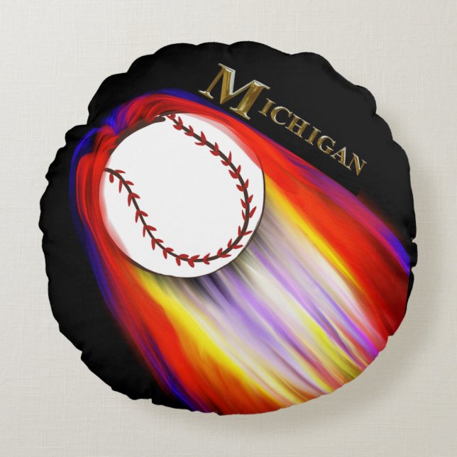 MICHIGAN BASEBALL ROUND CUSHION (Front)