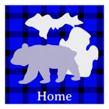 Michigan Bear Home in Buffalo Plaid