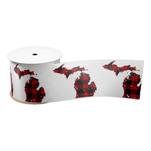 Michigan Buffalo Plaid  Satin Ribbon (Spool)