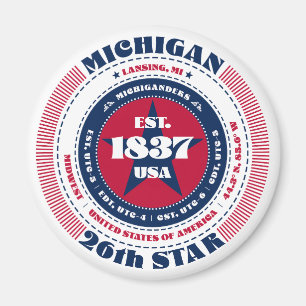 Michigan Circle Typography Souvenir Magnet