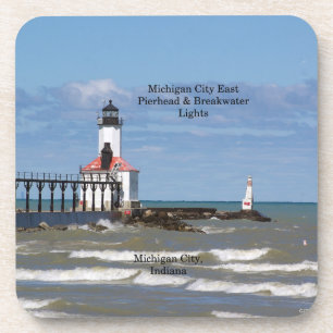 Michigan City East Pier & Bkw Lights 6 coaster