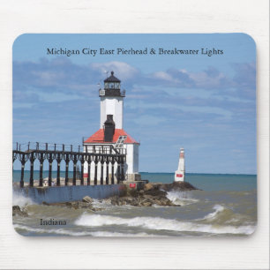 Michigan City East Pier & Bkw lights mousepad