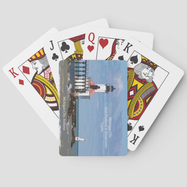 Michigan City East Pier &Bkw Lights  playing cards (Back)