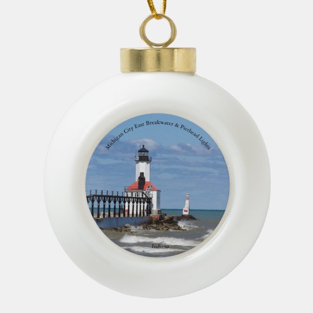 Michigan City East Pierhead & Bkw Lights ornament (Front)