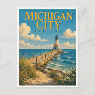 Michigan City Indiana East Pierhead GeoSaga Postcard