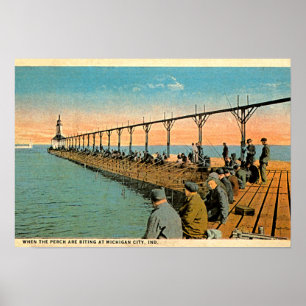 Michigan City, Indiana Fishing Pier Poster