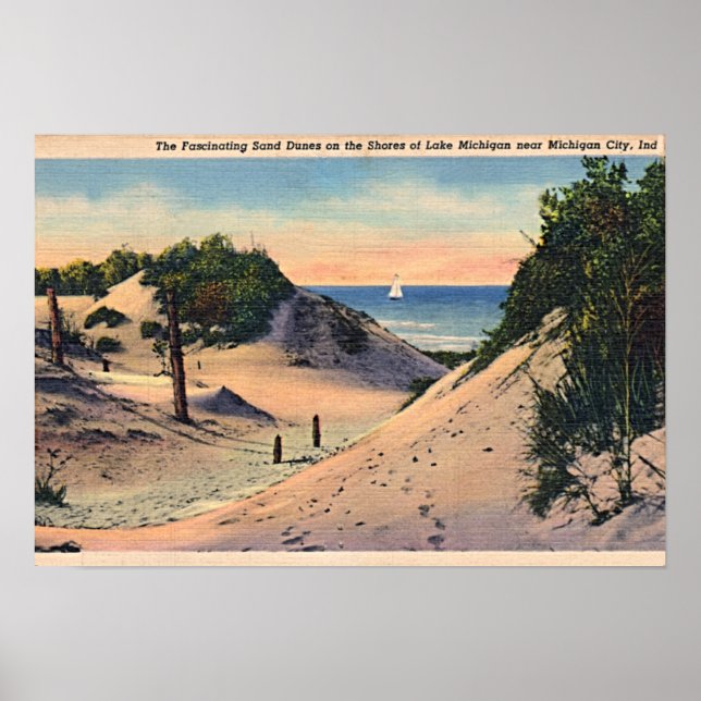 Michigan City Indiana Sand Dunes 1940 Poster (Front)