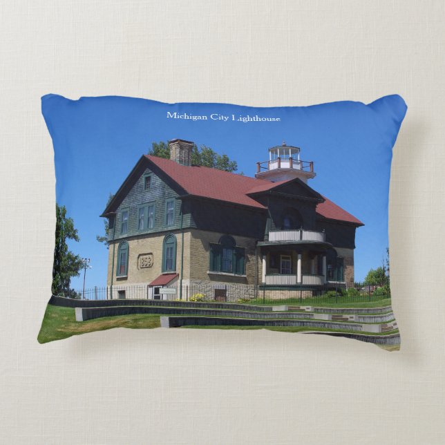 Michigan City Lighthouse accent pillow (Back)