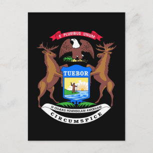 Michigan coat of arms postcard