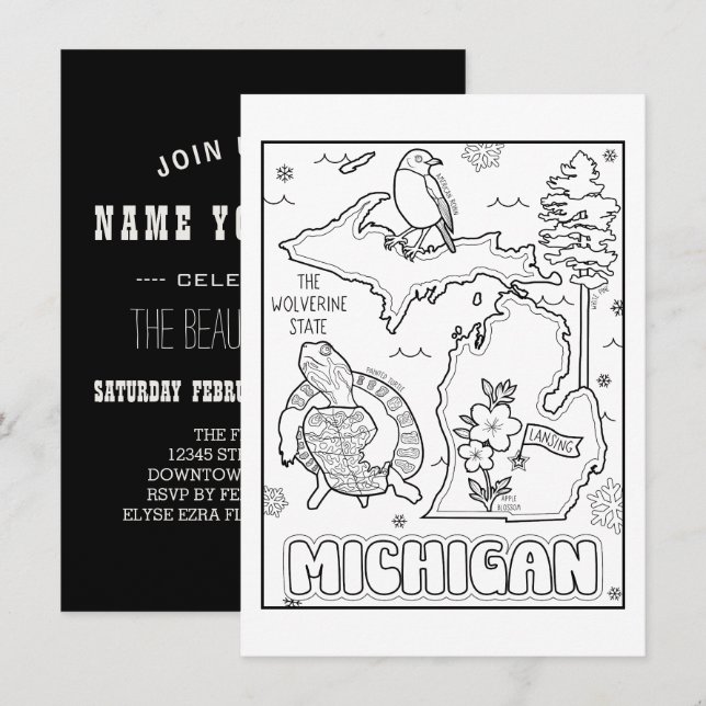 michigan colour me collage invitation (Front/Back)