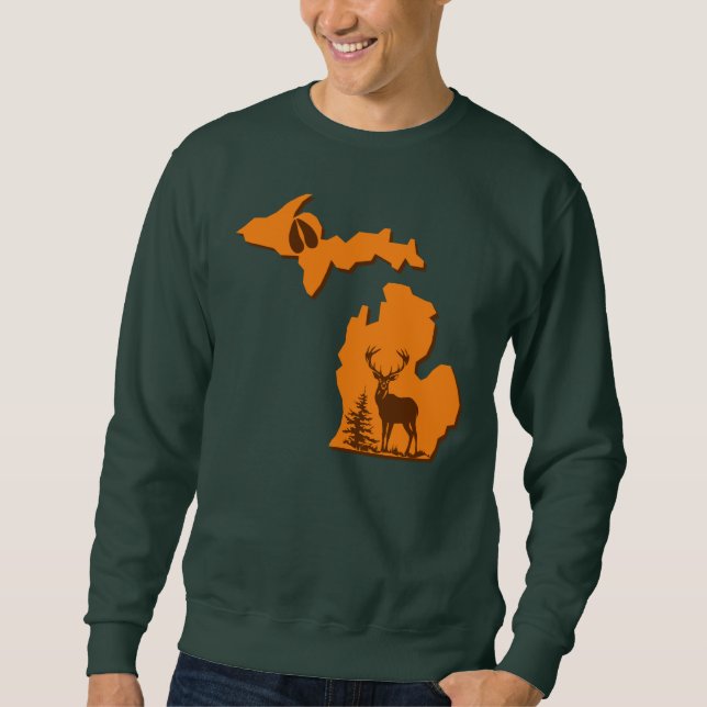 Michigan Deer Hunter Forest Green Sweatshirt (Front)