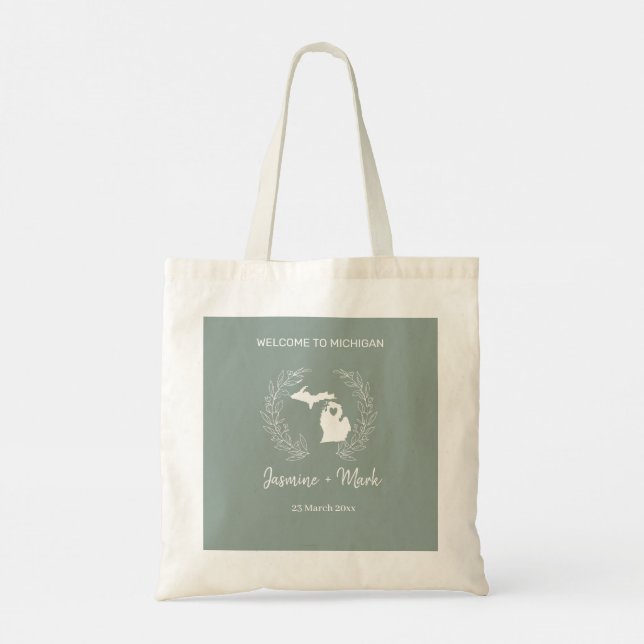 Michigan Destination Wedding Welcome  Tote Bag (Back)