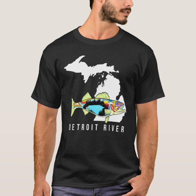 Michigan Detroit River Walleye Fishing Freshwater  T-Shirt (Front)