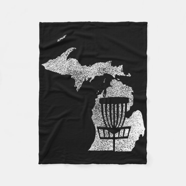Michigan Disc Golf State With Basket Distressed Gr Fleece Blanket (Front)