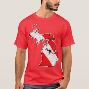 Michigan Dive Flag Scuba Diving State Map Dive Fla T-Shirt