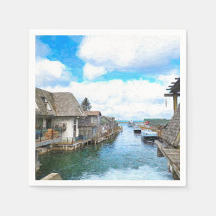 Michigan Fish Town Painting Napkin