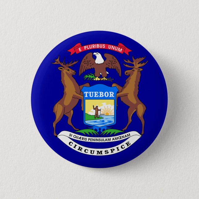 Michigan Flag 6 Cm Round Badge (Front)