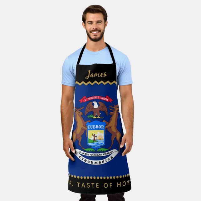 Michigan Flag Chefs Apron, Michigan Apron (Worn)