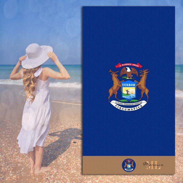 Michigan flag & monogrammed / beach towel (Creator Uploaded)