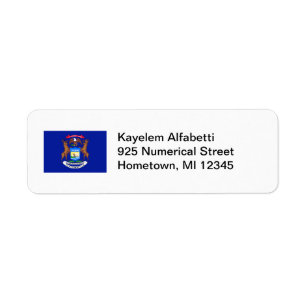 Michigan Flag Return Address Label